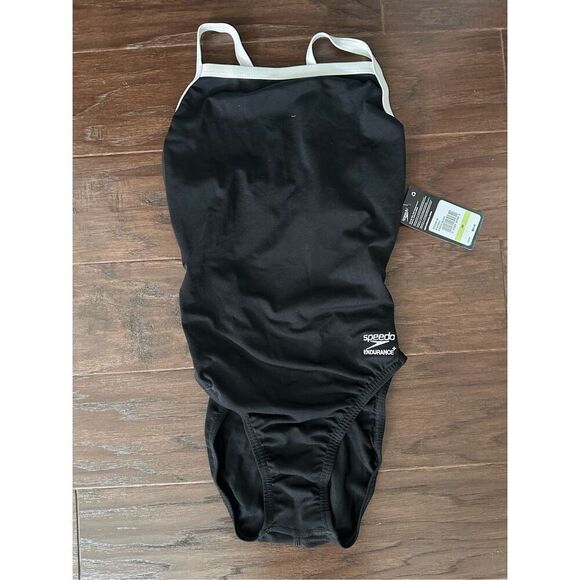 NWT Speedo Endurance + Black Swimsuit size 30 - Picture 1 of 5